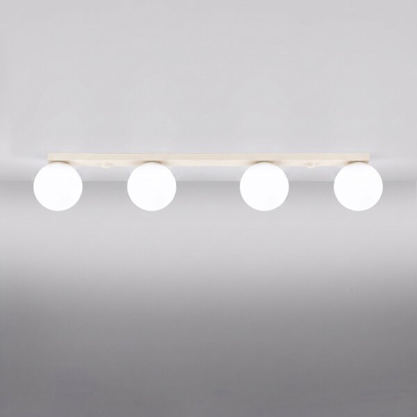 Deckenlampe blendarm Glas Stahl Beige 4-flammig G9 88cm