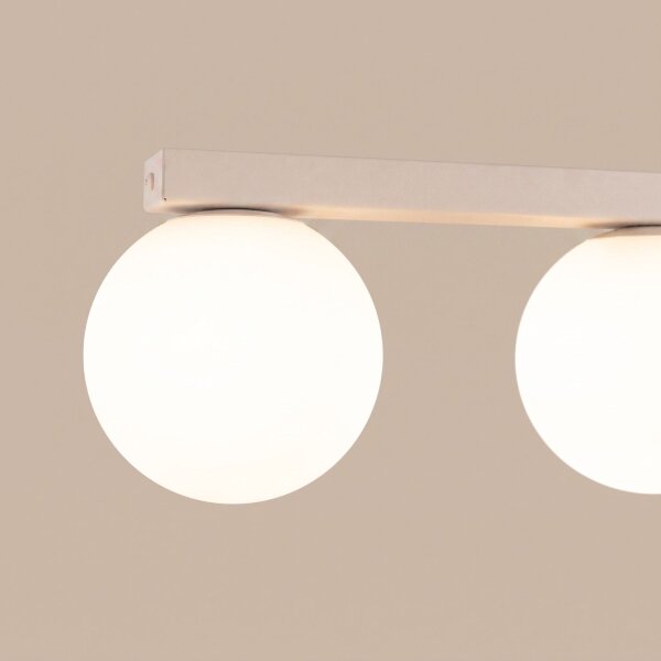Deckenlampe blendarm Glas Stahl Beige 4-flammig G9 88cm