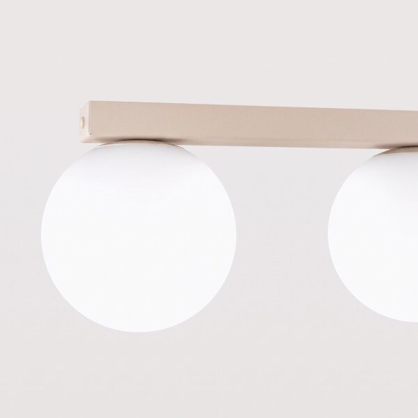 Deckenlampe blendarm Glas Stahl Beige 4-flammig G9 88cm