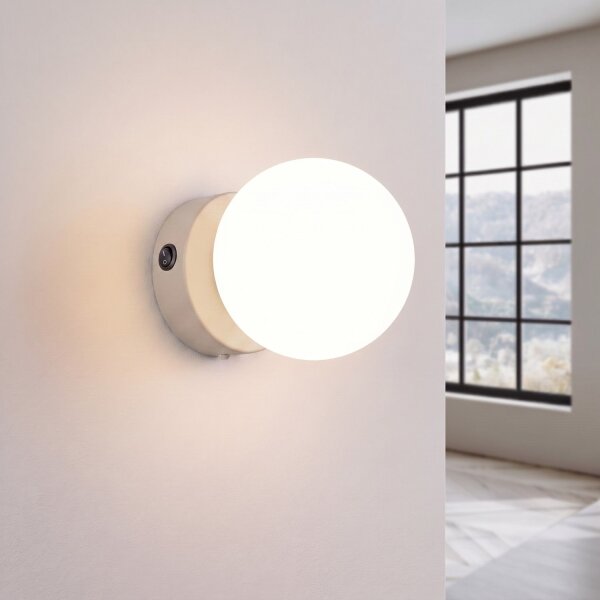 Wandlampe Schalter blendarm Glas Stahl Taupe G9 B:14cm