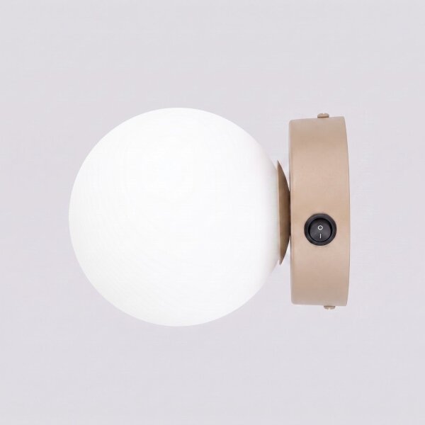 Wandlampe Schalter blendarm Glas Stahl Taupe G9 B:14cm