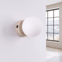 Wandlampe Schalter blendarm Glas Stahl Taupe G9 B:14cm