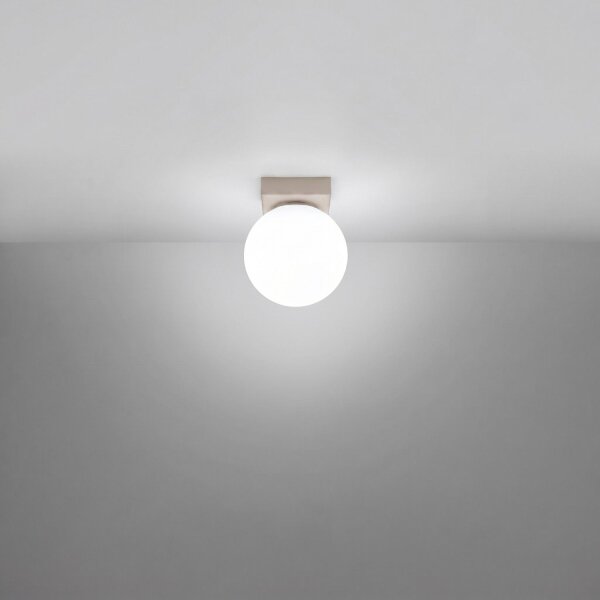 Deckenlampe blendarm Glas Stahl Taupe satiniert G9 12cm