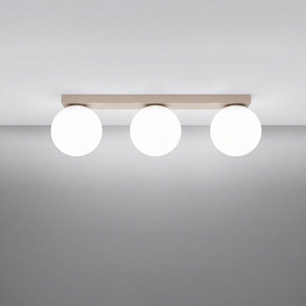 Deckenlampe blendarm Glas Stahl Taupe 3-flammig G9 50cm