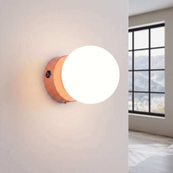 Wandlampe Schalter blendarm Glas Stahl Ockerrot G9 14cm