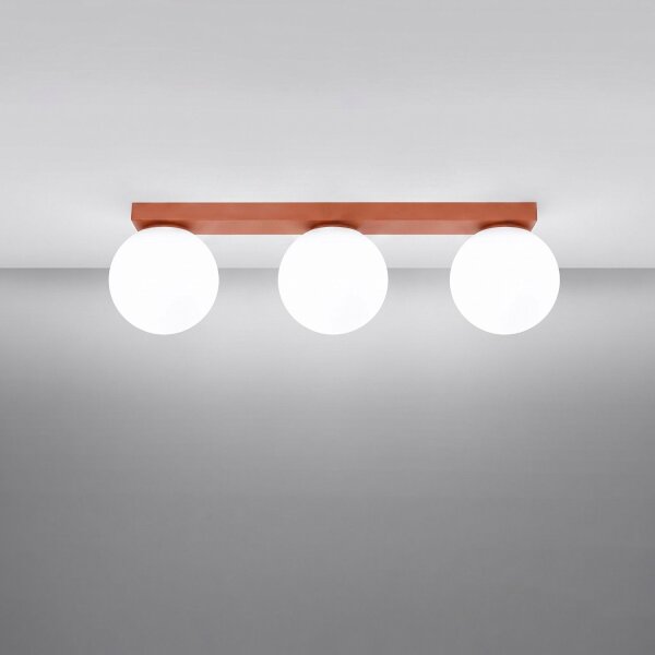 Deckenlampe blendarm Glas Stahl Ockerrot G9 L:50cm