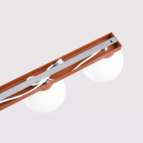 Deckenlampe blendarm Glas Stahl Ockerrot G9 L:88cm