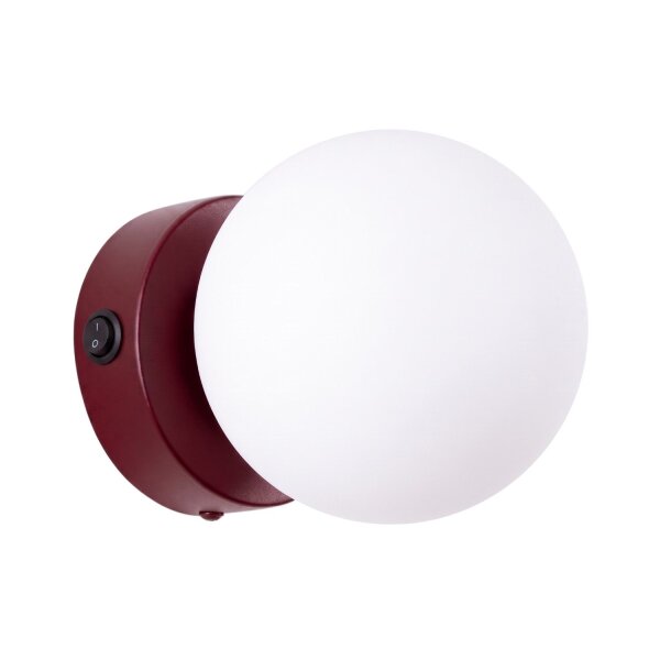 Wandlampe Schalter blendarm Glas Stahl Burgund G9 14cm
