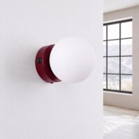 Wandlampe Schalter blendarm Glas Stahl Burgund G9 14cm