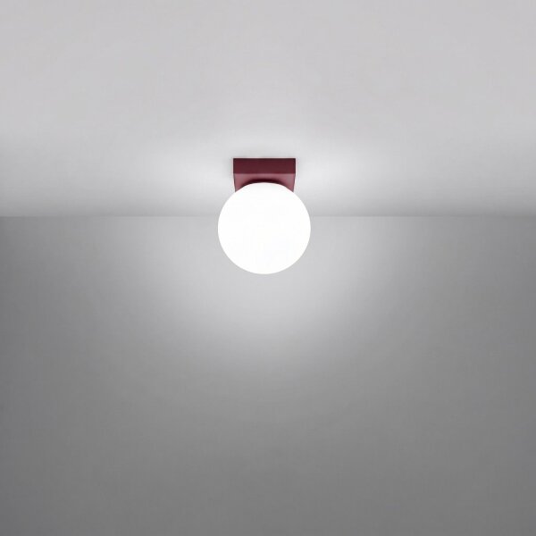 Deckenlampe Glas Stahl Burgund satiniert G9 B:12cm