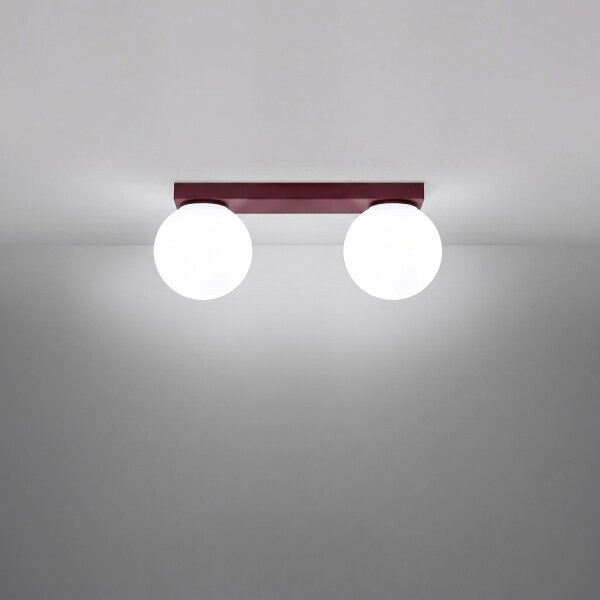 Deckenlampe blendarm Glas Stahl Burgund G9 L:34,5cm