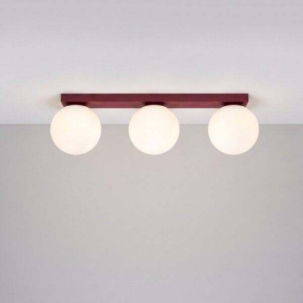 Deckenlampe blendarm Glas Stahl Burgund G9 L:50 cm