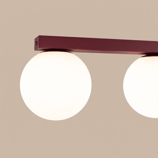 Deckenlampe blendarm Glas Stahl Burgund G9 L:50 cm