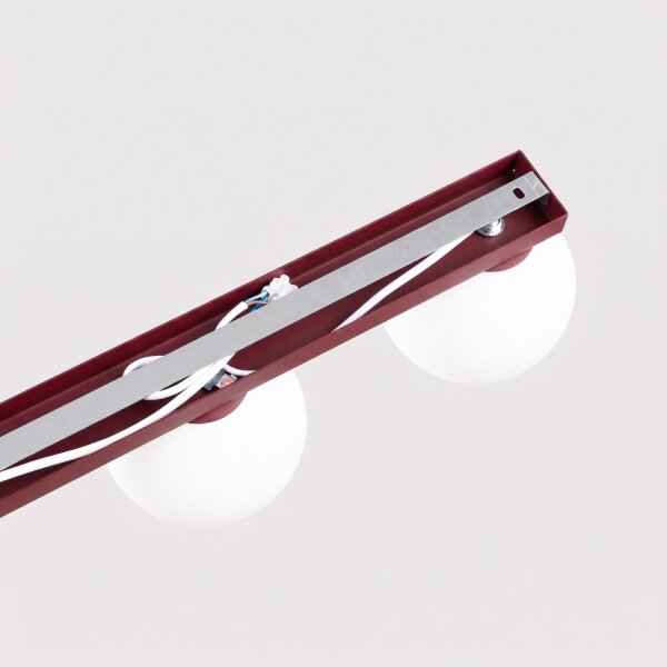 Deckenlampe blendarm Glas Stahl Burgund G9 L:50 cm