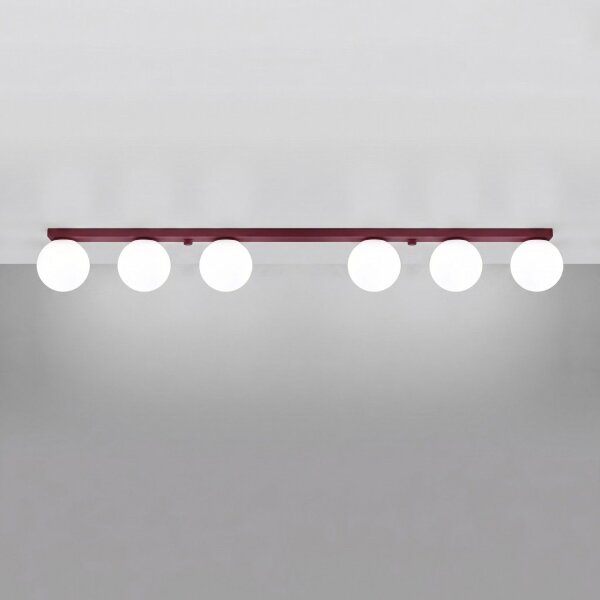 Deckenlampe blendarm Glas Stahl Burgund G9 L:120cm