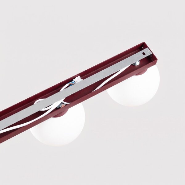 Deckenlampe blendarm Glas Stahl Burgund G9 L:120cm