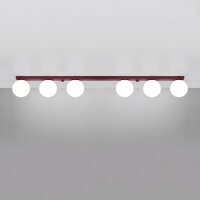 Deckenlampe blendarm Glas Stahl Burgund G9 L:120cm