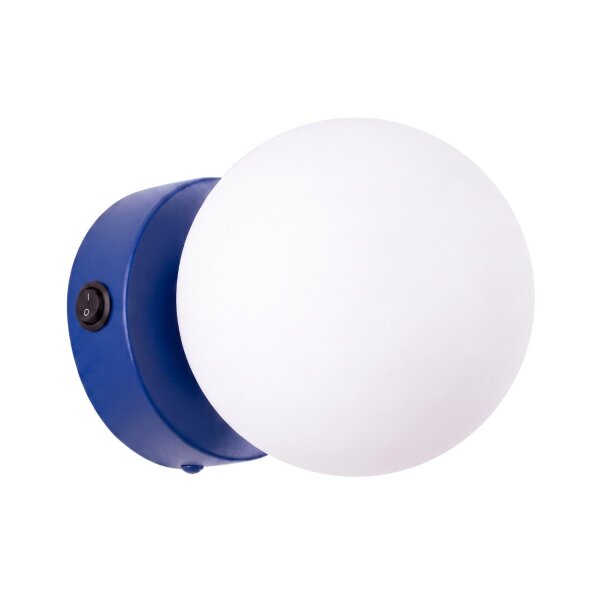 Wandlampe Schalter Glas Stahl Ultramarin G9 B:14cm rund