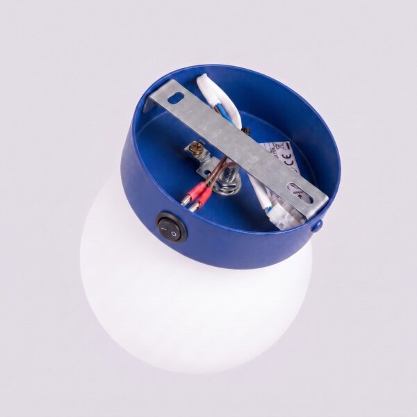 Wandlampe Schalter Glas Stahl Ultramarin G9 B:14cm rund