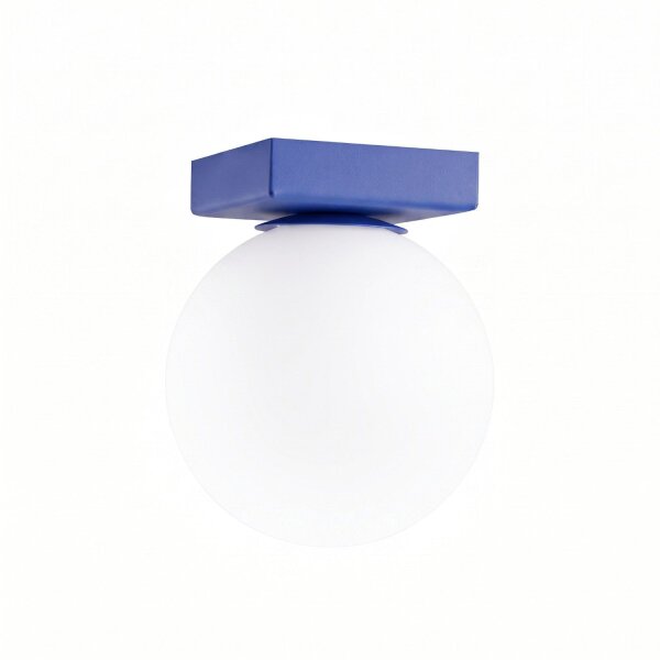 Deckenlampe blendarm Glas Stahl Ultramarin G9 L:12cm