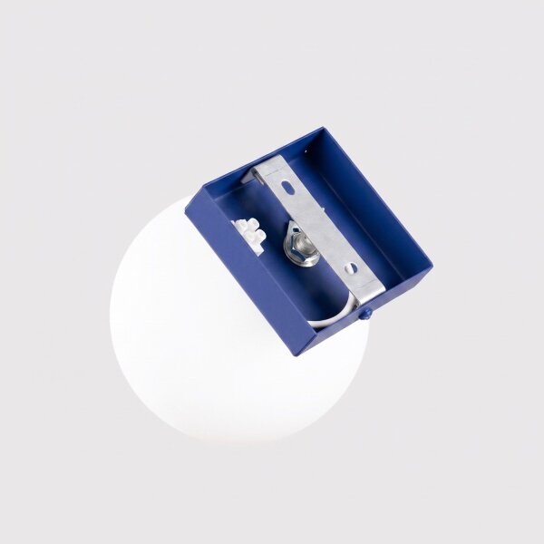 Deckenlampe blendarm Glas Stahl Ultramarin G9 L:12cm