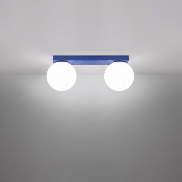 Deckenlampe Glas Stahl Ultramarin 2-flammig G9 34,5cm