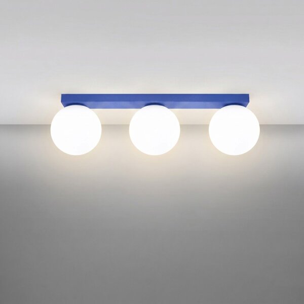 Deckenlampe Glas Stahl Ultramarin 3-flammig G9 L:50cm
