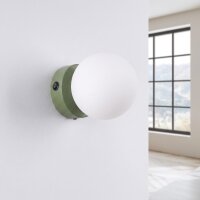 Wandlampe Schalter blendarm Glas Stahl Olivgrün G9 12cm