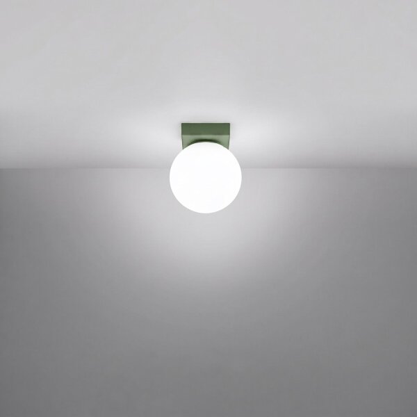Deckenlampe Glas Stahl Olivgrün satiniert G9 B:12cm