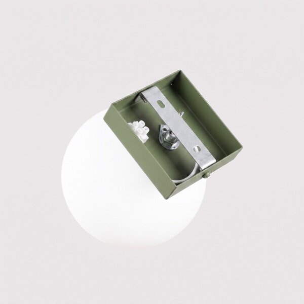 Deckenlampe Glas Stahl Olivgrün satiniert G9 B:12cm