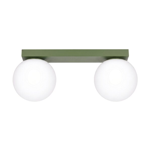 Deckenlampe Glas Stahl Olivgrün 2-flammig G9 L:34,5cm