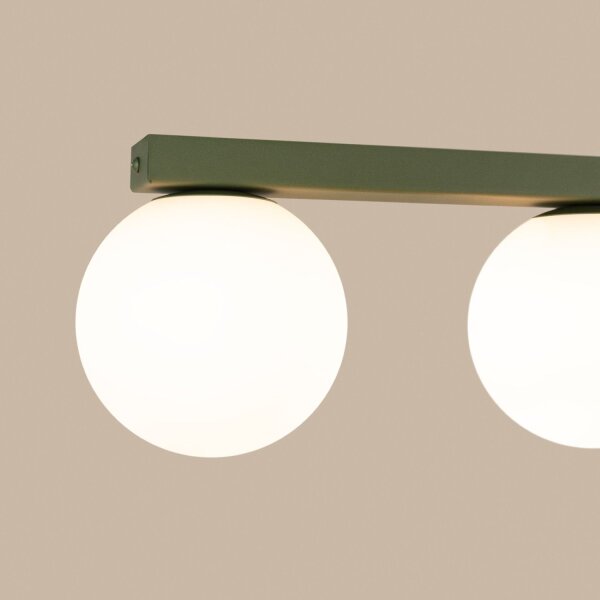 Deckenlampe Glas Stahl Olivgrün 2-flammig G9 L:34,5cm