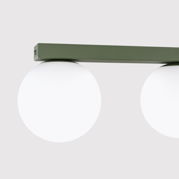 Deckenlampe Glas Stahl Olivgrün 2-flammig G9 L:34,5cm