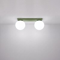 Deckenlampe Glas Stahl Olivgrün 2-flammig G9 L:34,5cm