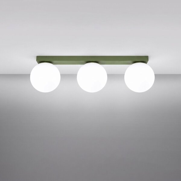 Deckenlampe blendarm Glas Stahl Olivgrün G9 L:50cm
