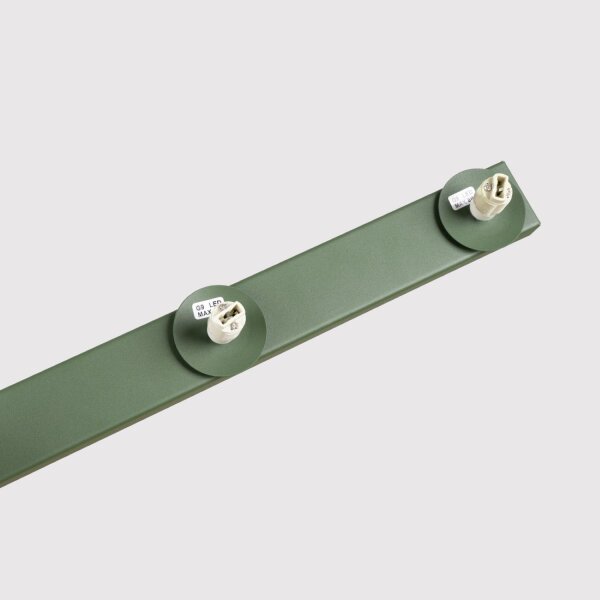 Deckenlampe blendarm Glas Stahl Olivgrün G9 L:50cm