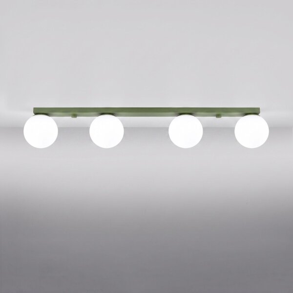 Deckenleuchte blendarm Glas Stahl Olivgrün G9 88cm
