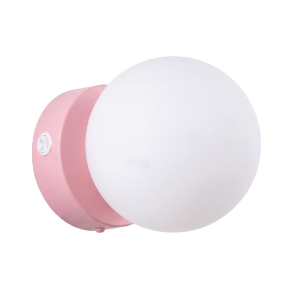 Wandlampe Schalter Glas Stahl Rosa G9 B:12 cm rund