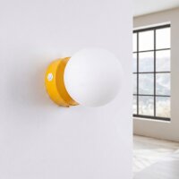 Wandlampe Schalter Glas Stahl Gelb G9 H:12 cm rund