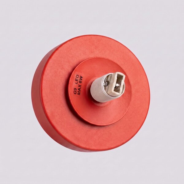 Wandleuchte Schalter Glas Stahl Rot G9 B:12cm rund