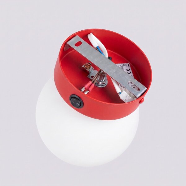 Wandleuchte Schalter Glas Stahl Rot G9 B:12cm rund