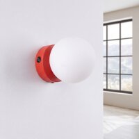 Wandleuchte Schalter Glas Stahl Rot G9 B:12cm rund