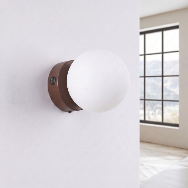 Wandlampe Schalter blendarm Glas Stahl Braun G9 T:14cm