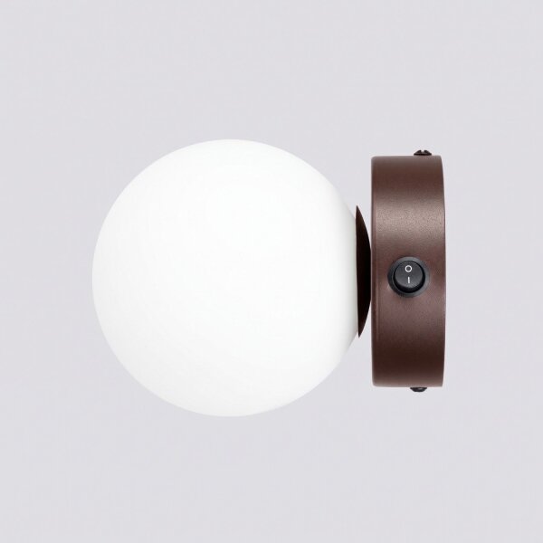 Wandlampe Schalter blendarm Glas Stahl Braun G9 T:14cm