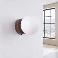 Wandlampe Schalter blendarm Glas Stahl Braun G9 T:14cm