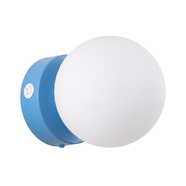 Wandlampe Schalter blendarm Glas Stahl Hellblau G9 12cm