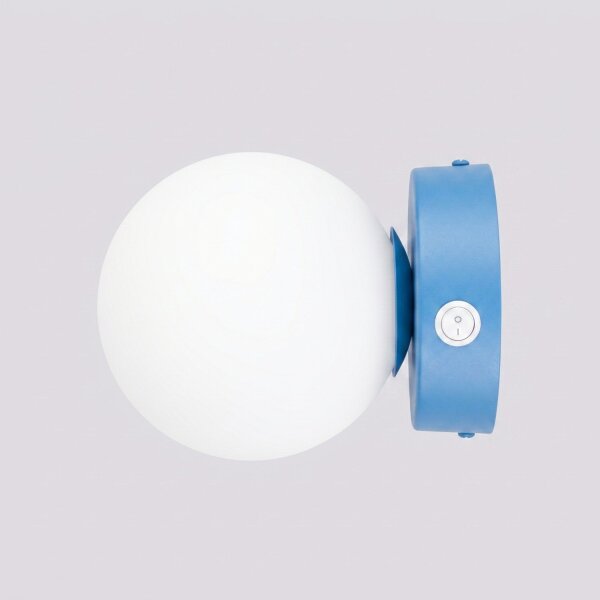 Wandlampe Schalter blendarm Glas Stahl Hellblau G9 12cm