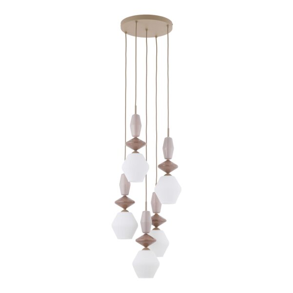 Hängelampe Modern Glas Stahl Sandfarben E14 B:42 cm