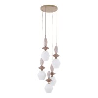 H&auml;ngelampe Modern Glas Stahl Sandfarben E14 B:42 cm