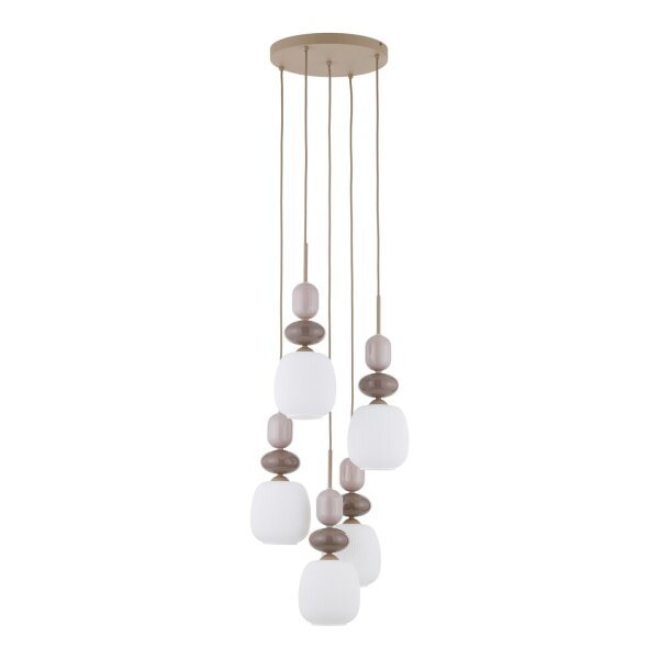 Pendelleuchte Glas Stahl Sand E14 B:42 cm blendarm